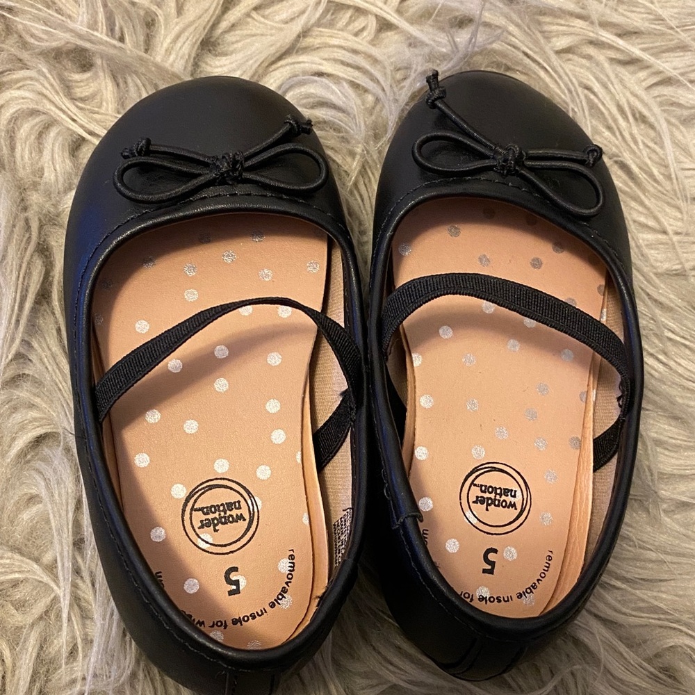 Wonder Nation Kids Black Dress Shoes with Bow